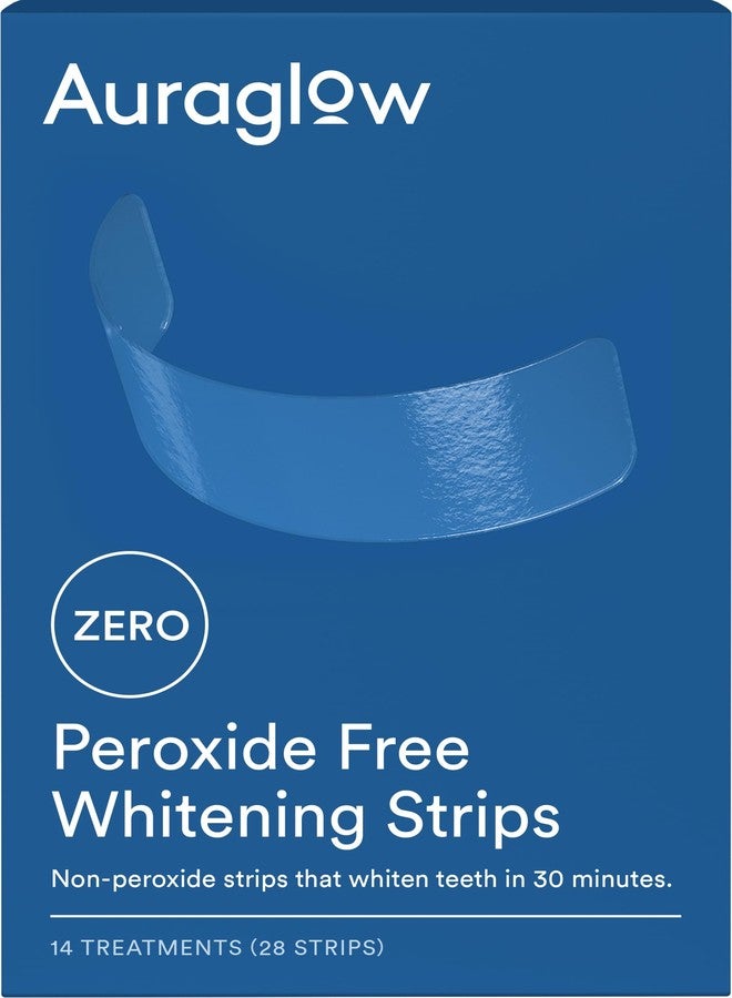 Auraglow Teeth Whitening Strips, Peroxide Free, 14 Treatments, Whitens Teeth Without Sensitivity, Natural Whitening Strips, Removes Years of Stains, Enamel Safe Teeth Whitener, 28 Strips, Mint - Image 1